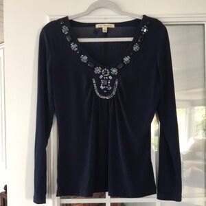Debbie‎ Morgan Navy Embellished Women's Top